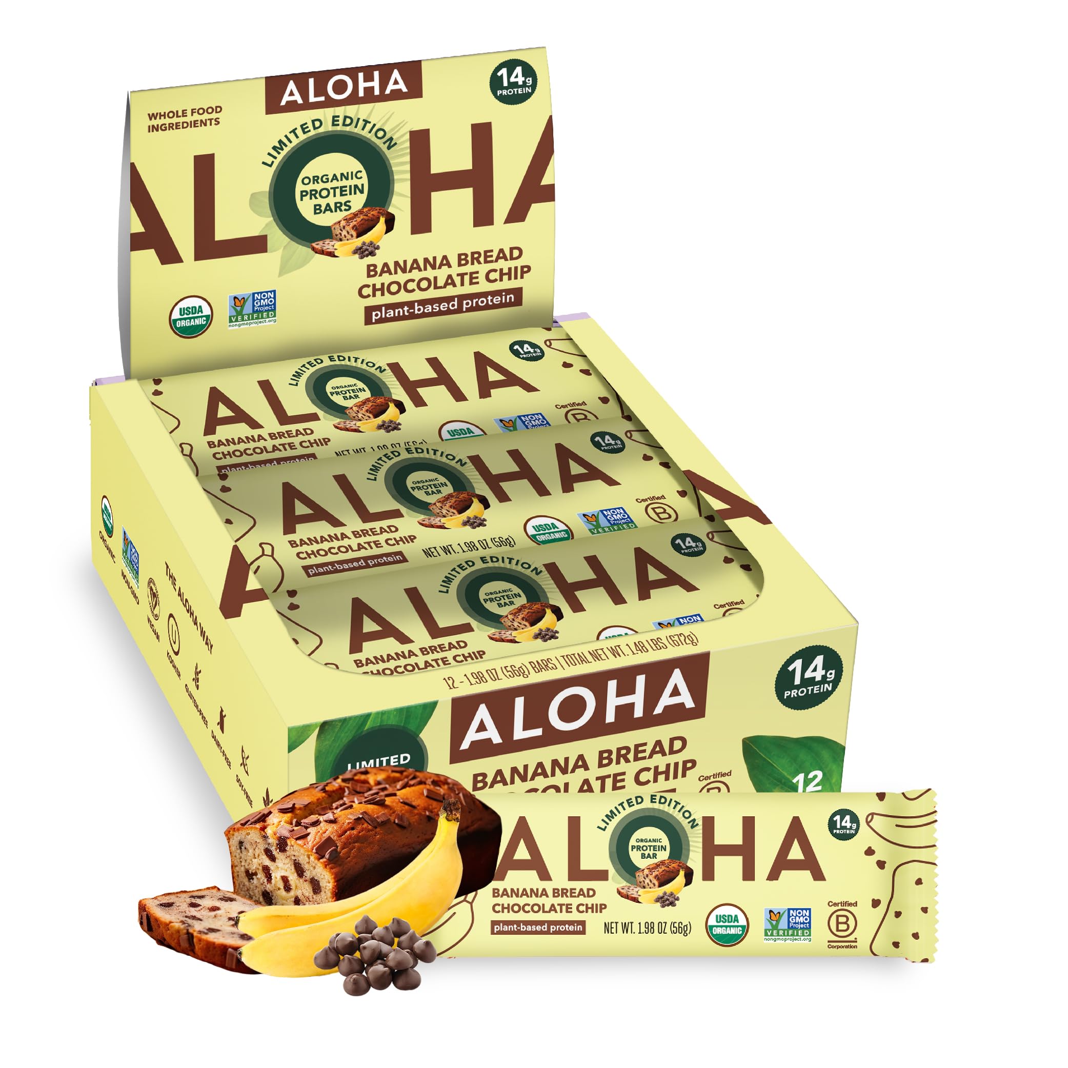 ALOHA Organic Plant Based Protein Bars Peanut Butter Cup Bar