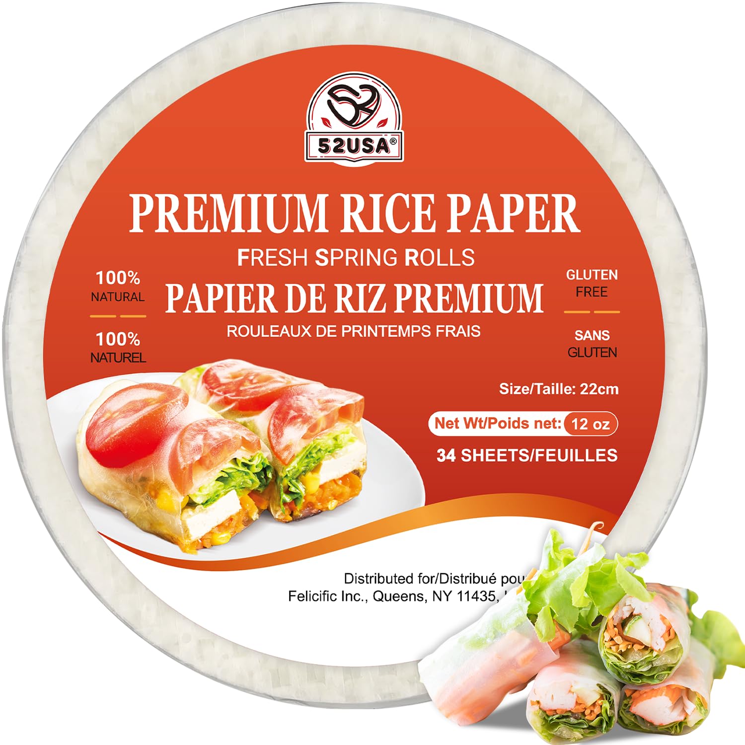 52USA Square Rice Paper